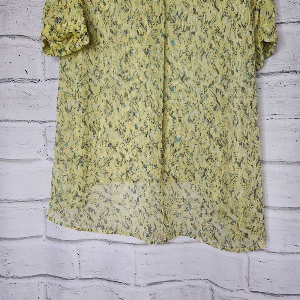 Nic + Zoe Printed Split V-Neck Hi-Low Hem Tunic Top Yellow Small - Picture 13 of 14